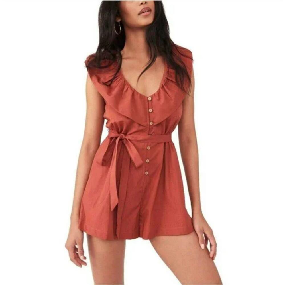 NWT Free People Endless Summer Darling Romper Dress Cotton Solid Playsuit Size M
